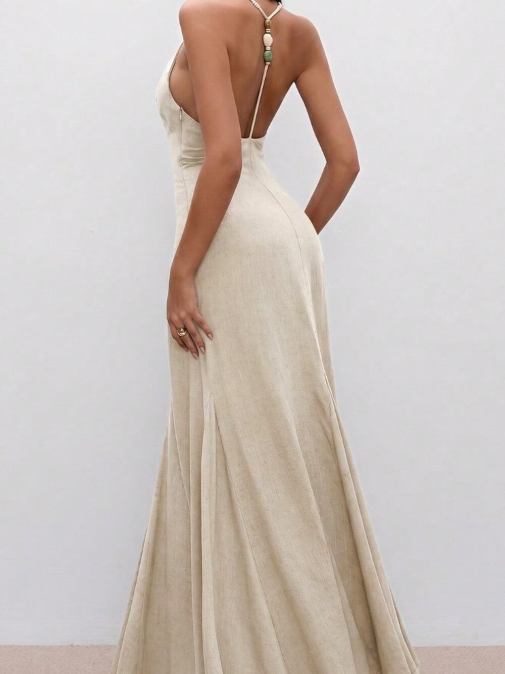Apricot Sexy Women's Elegant Spaghetti Strap Dress - Picture 5 of 5